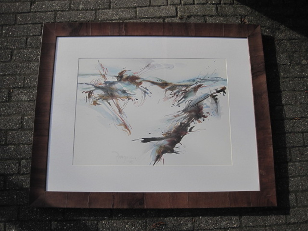 Norman Perryman (1933-) aquarel "Kinetische Compositie" gesigneerd 1988 kopen? Bied vanaf 1!