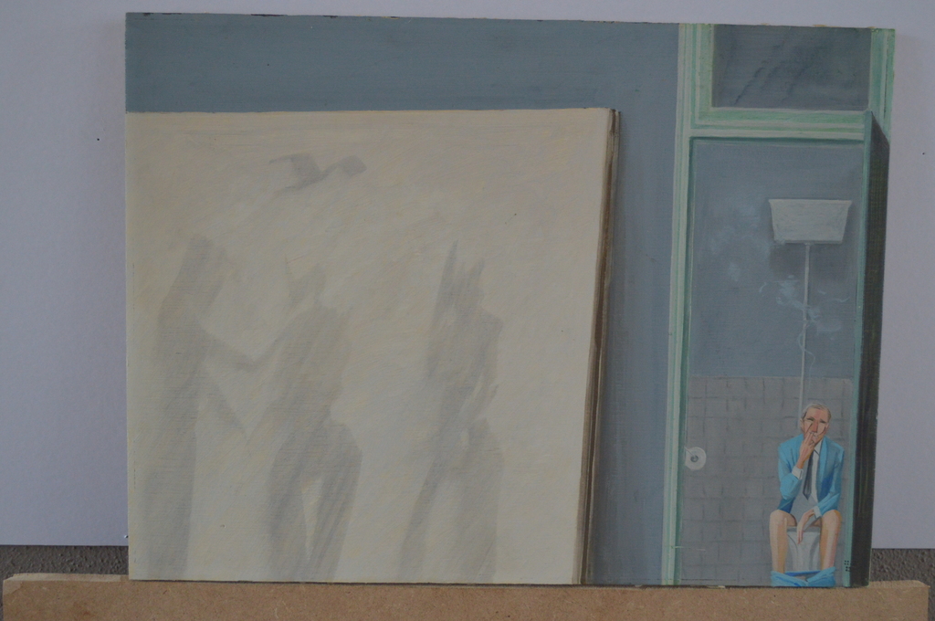 Ben Boot - 'werk voor het museum' 30 x 40, ca. 1980 - olie-board  verkocht voor € 50!