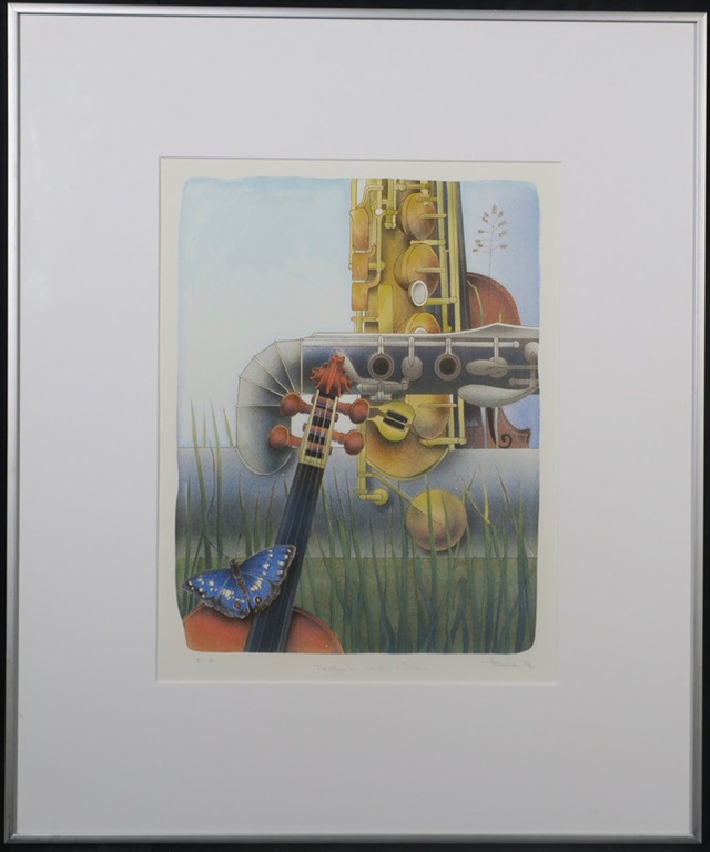 Ernst Hanke. -Wassermusik- Prachtige Litho. Eigen druk 1992. Ingelijst. kopen? Bied vanaf 67!