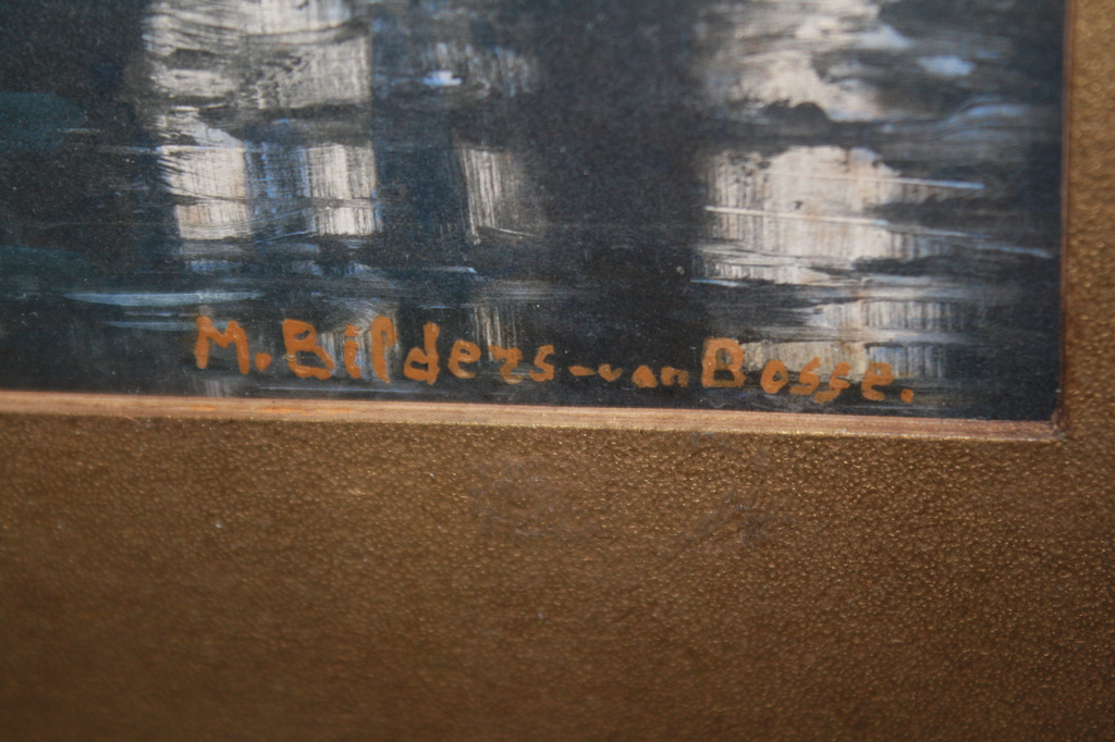 MARIE BILDERS VAN BOSSE 1837 - 1900  - AQUAREL BOMEN AAN DE VAART 1885 kopen? Bied vanaf 150!