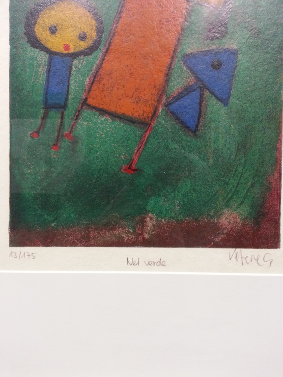 Giovanni Vetere, zeefdruk op papier in aluminium lijst, titel" Nel verde" kopen? Bied vanaf 50!