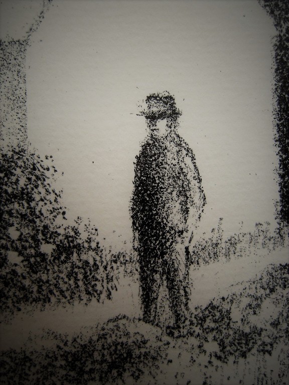Typisch verstild werk van Metten Koornstra 1912-1978 Litho &quot;man in landschap&quot; MK kopen? Bied vanaf 1!