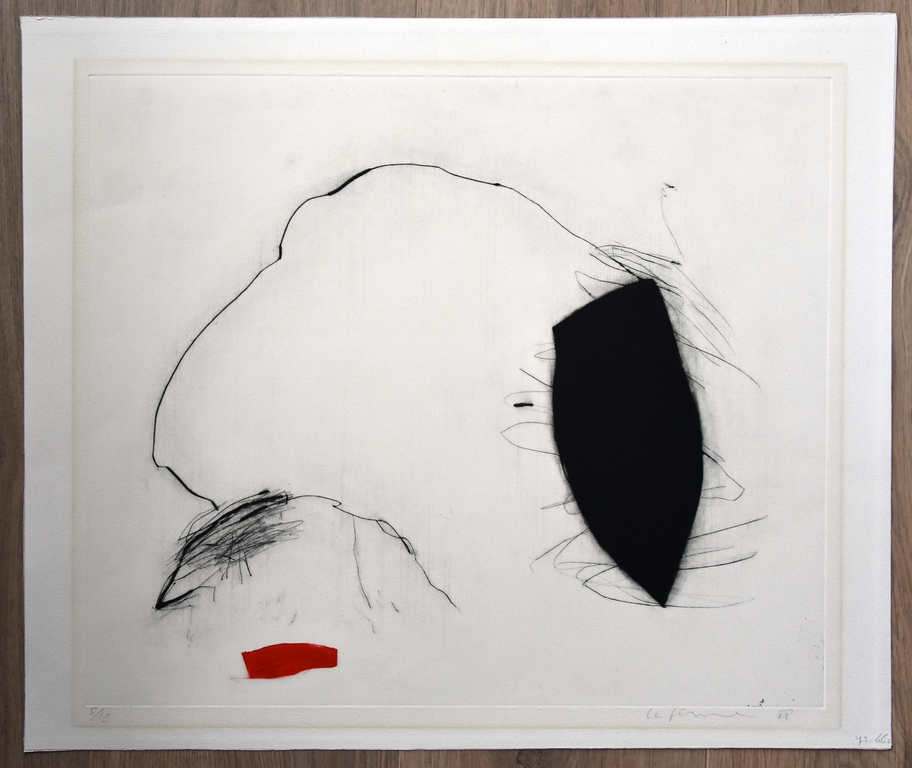 Charlotte Le Fevre ,ets # COMPOSITIE met ROOD # 1988, oplage 12 ex. mint- kopen? Bied vanaf 40!