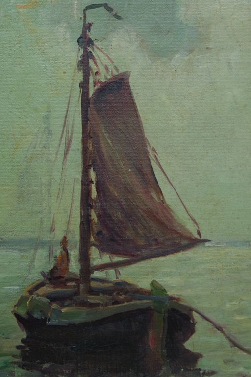 Adriaan Christiaan Willem Terhell (1863-1949) - olieverf op doek - zeilschepen kopen? Bied vanaf 245!
