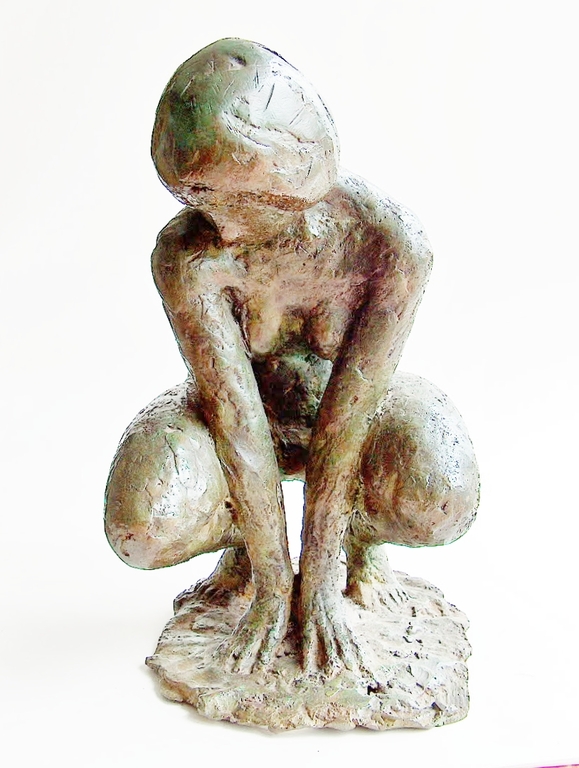 Flory Italianer (1939 - 2009) - gehurkt naakt - brons  kopen? Bied vanaf 1200!