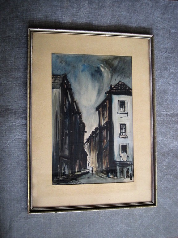 Een prachtig "invallende avond boven Amsterdam" Aquarel Jacques Mels 1899-1974  verkocht voor € 51!