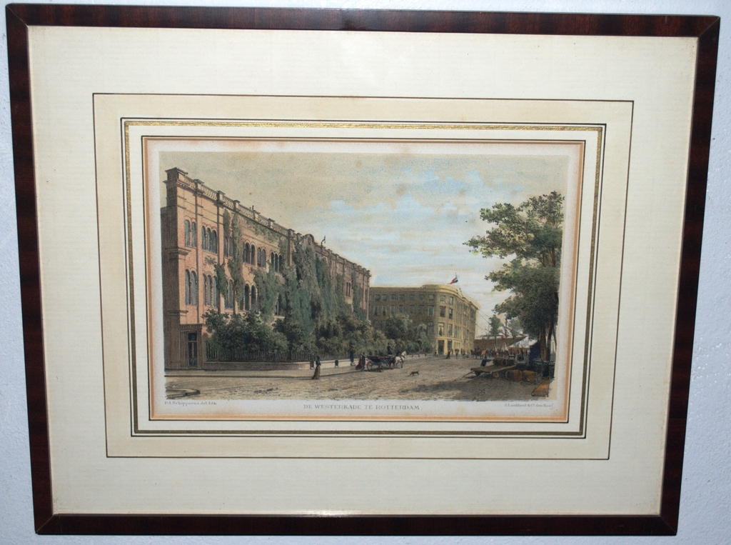 ROTTERDAM, de Westerkade - gekleurde lithografie uit 1878 - prachtig ingelijst kopen? Bied vanaf 35!