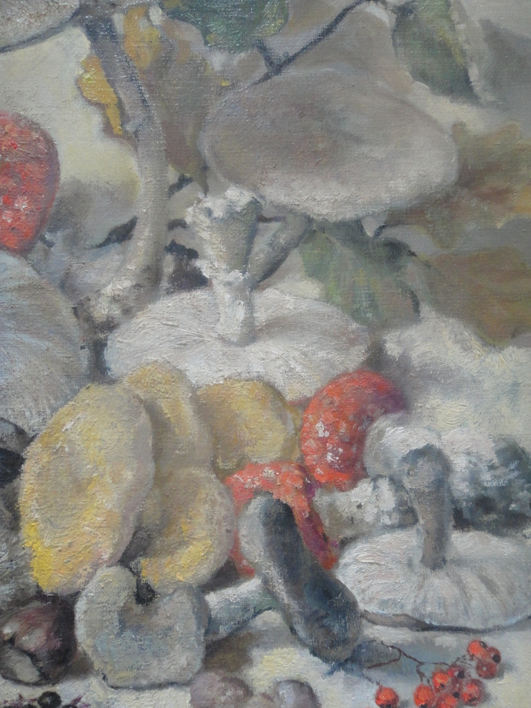 Jan Duyvetter, olieverf op board, compositie met paddestoelen kopen? Bied vanaf 125!