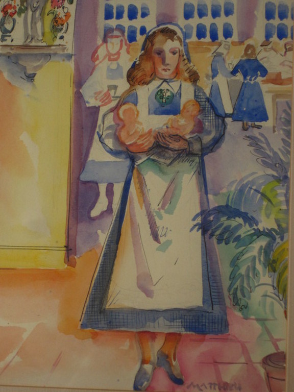 Matthieu Wiegman 1886-1971 Bergense School 1940 aquarel "Zusters van Maria" ges. kopen? Bied vanaf 1!