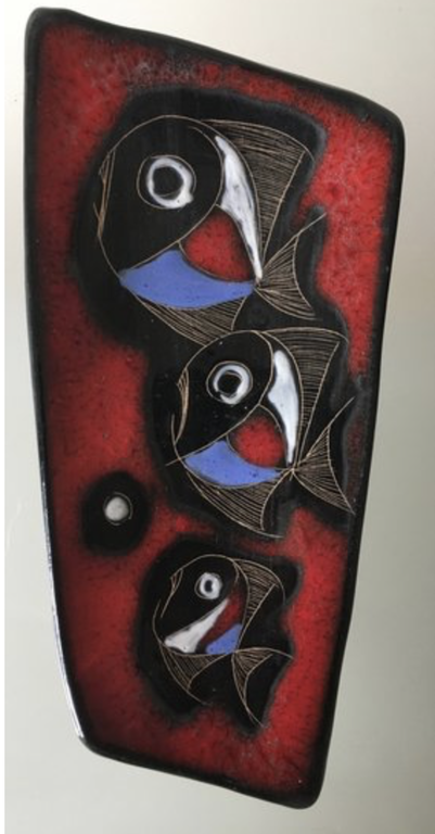 Franco Rufinelli - modernistische wand plaquette met vis decor-1960's -Italië kopen? Bied vanaf 9!