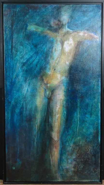 Gerda Onnes: Acryl op doek, Man - Ingelijst verkocht voor € 100!