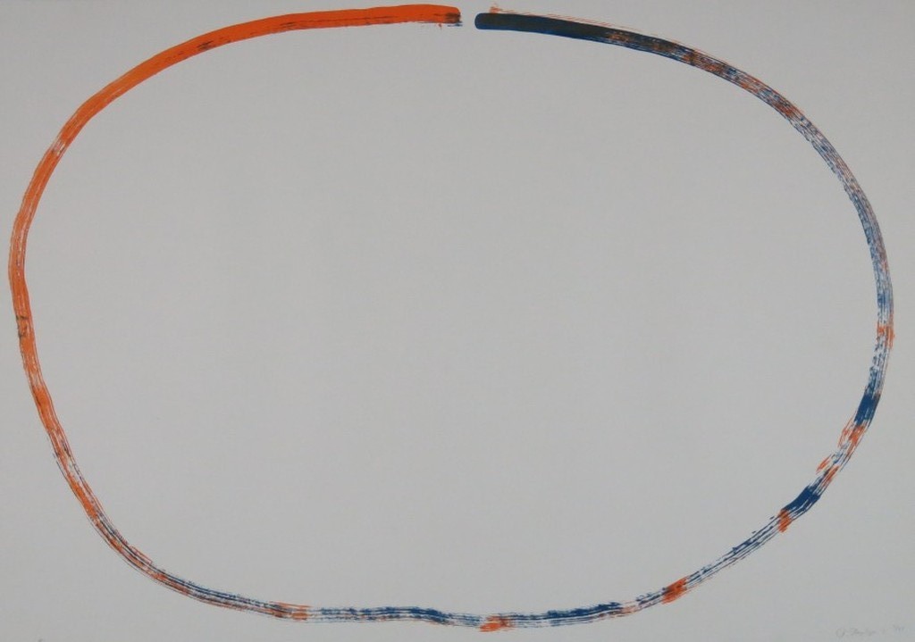 Rob van Koningsbruggen: Litho, Ovaal Blauw/Oranje (groot) kopen? Bied vanaf 80!