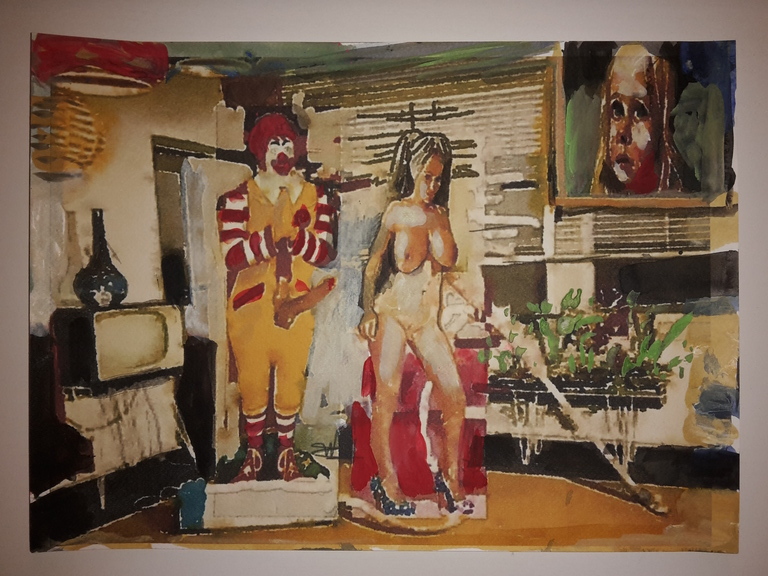 Peter Klashorst - gemengde techniek op aquarel papier - Modern interior kopen? Bied vanaf 75!