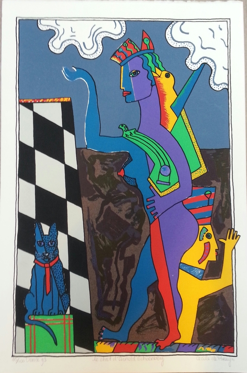 Cecile de Bruijn, zeefdruk op papier, titel:" le chat l' Arnold Schoenberg " kopen? Bied vanaf 40!