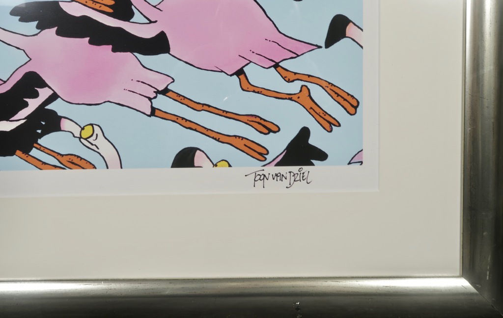 Toon van Driel: Giclee, Flamingo - Ingelijst kopen? Bied vanaf 40!