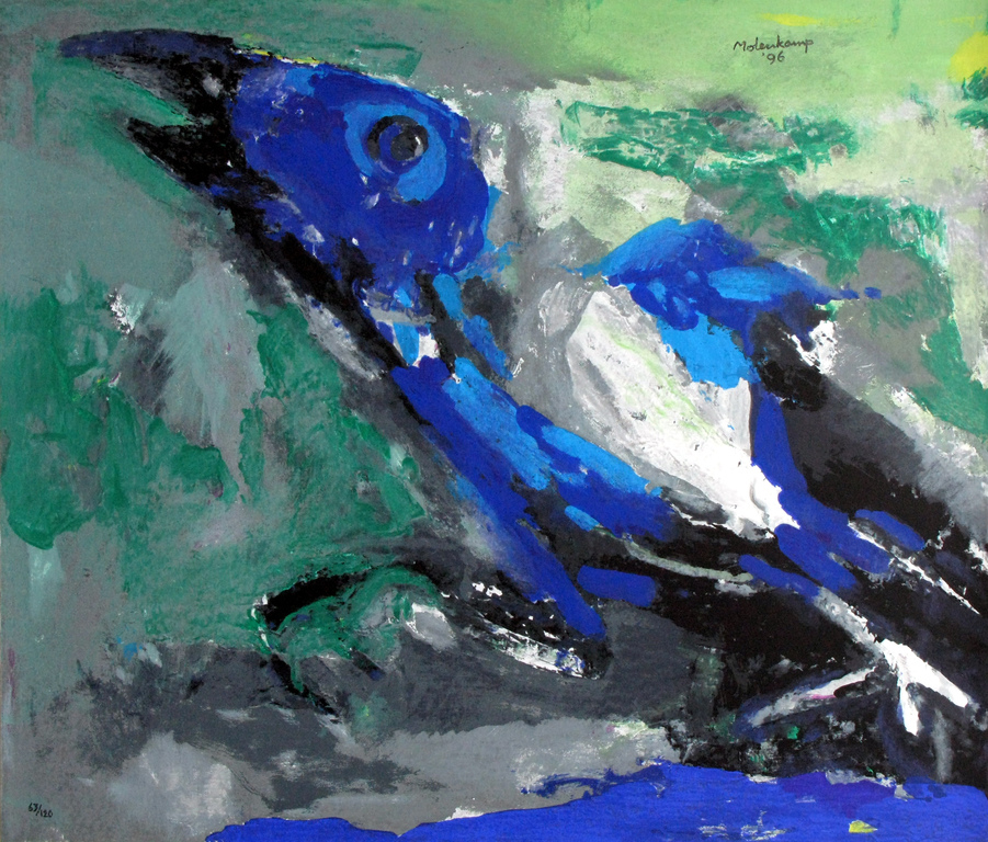 NICO MOLENKAMP - GROOT modern werk uit 1996 - GESIGNEERD en mooi INGELIJST. verkocht voor € 300!