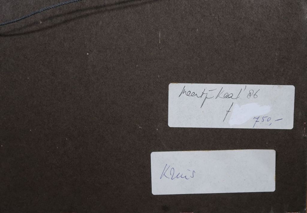 Meertje Kaal: Olieverf en collage op karton, Zonder titel - Ingelijst kopen? Bied vanaf 1!