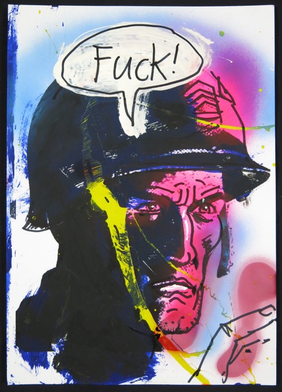 Peter Klashorst: Gemengde techniek op papier, Fuck! kopen? Bied vanaf 50!