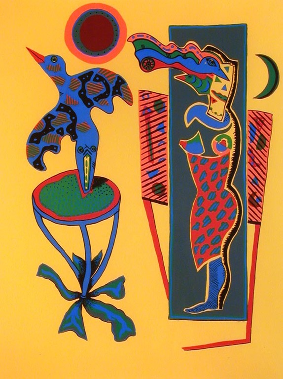 CECILE DE BRUIJN   Gr.Zeefdruk  FEMME et OISEAUX   Handgesigneerd kopen? Bied vanaf 35!