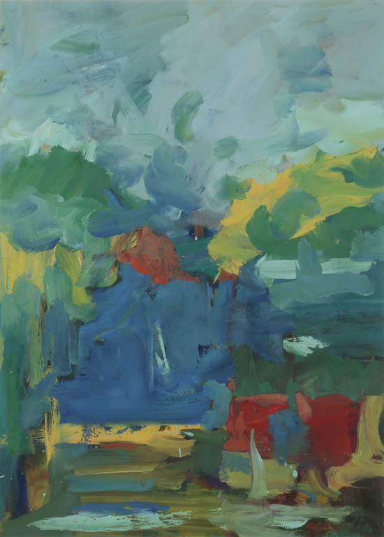 Betty Velthuys: Gouache op papier, Landschap - Ingelijst kopen? Bied vanaf 1!