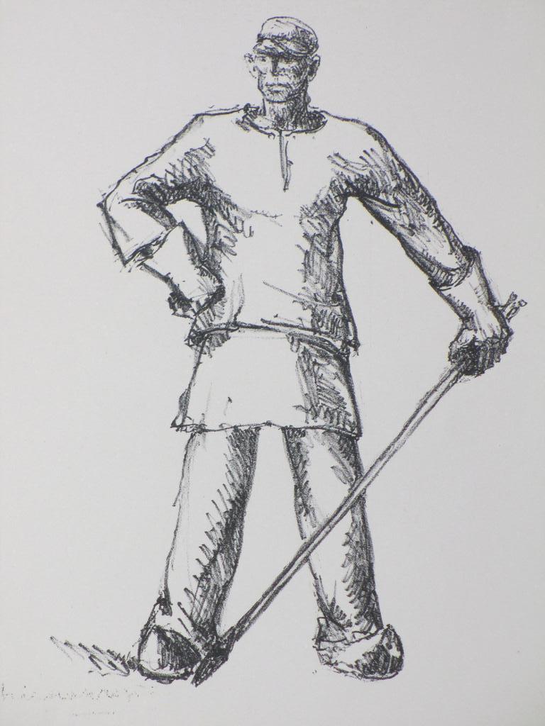 Hildo Krop, Arbeider, Litho verkocht voor € 40!