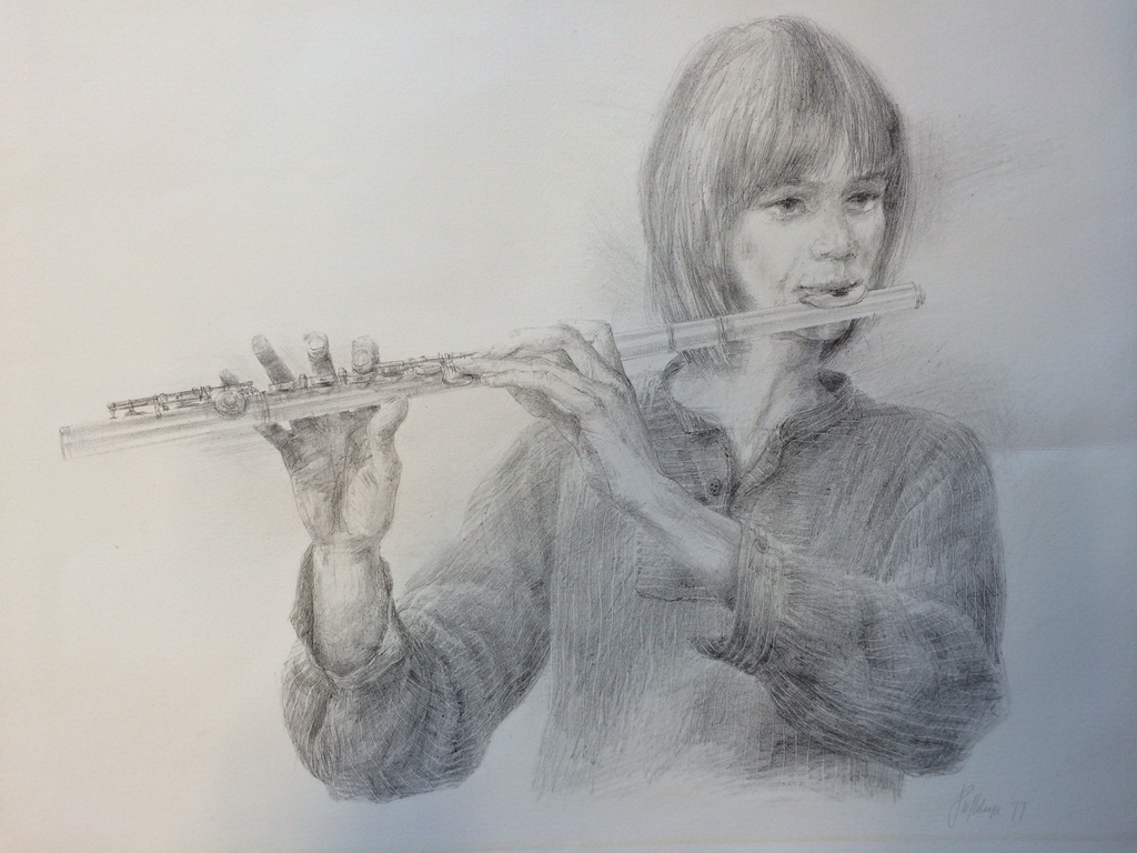 Piet Klaasse, litho, zonder titel (fluitiste) 1977 verkocht voor € 45!