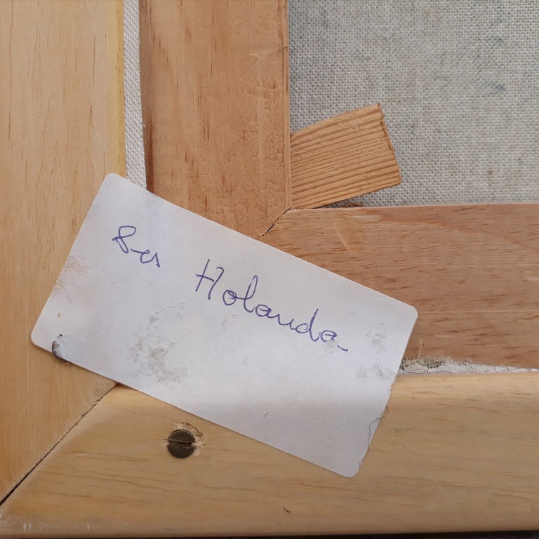 Onbekende kunstenaar, onbekende titel - ca. 1990  (100x100) ingelijst kopen? Bied vanaf 50!