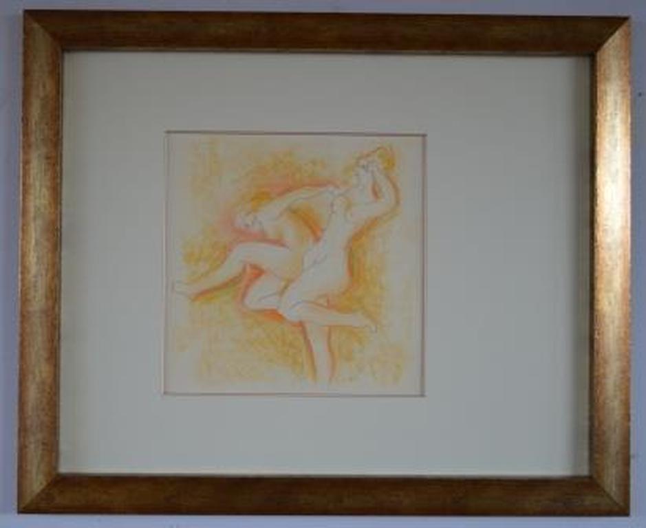 Theo Beerendonk, stoeiende vrouwen, potlood/pastel 25 x 25 - 1968 gesigneerd kopen? Bied vanaf 50!