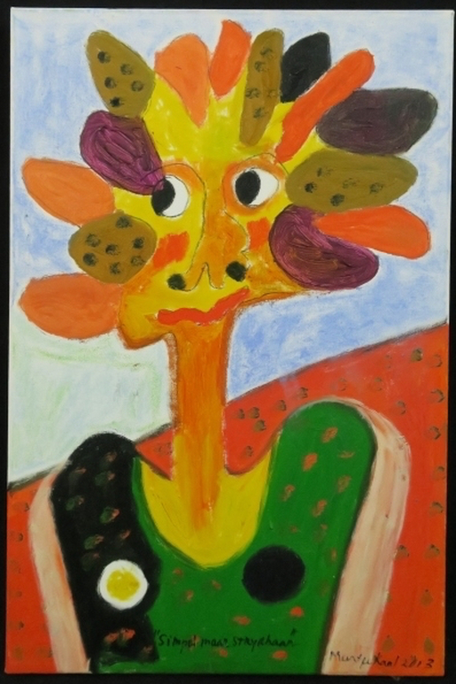 Meertje Kaal: Acryl op doek, Simpel maar strijdbaar verkocht voor € 52!