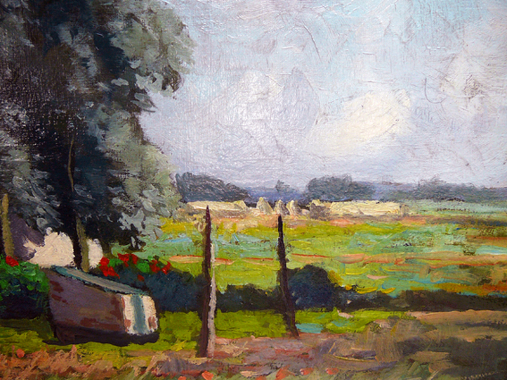 Boerenhoeve in Hollands landschap -olieverf begin 20e eeuw- kopen? Bied vanaf 65!