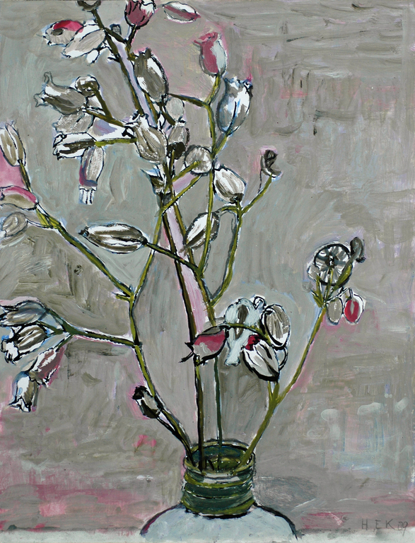 Hans Ebeling Koning: verf en inkt op papier, takjes verkocht voor € 160!