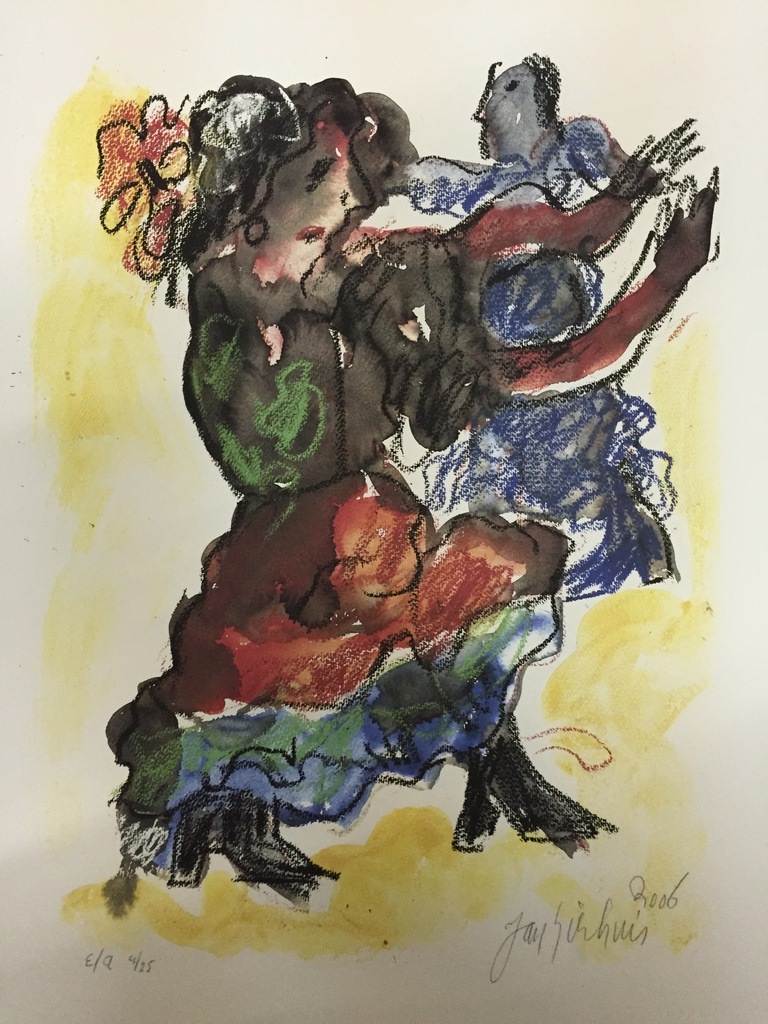 JAN SIERHUIS Originele E/A piezo/zeefdruk  Titel: De Dans 2006 verkocht voor € 86!