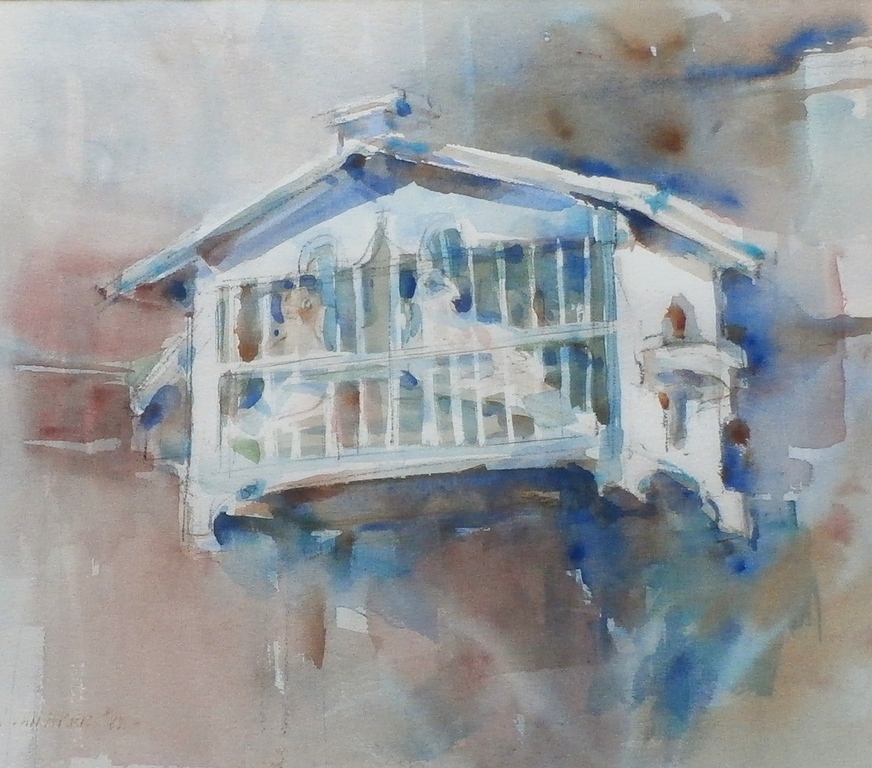 Wim van Aken - Wim van Aken - aquarel: duivenkooi verkocht voor € 45!