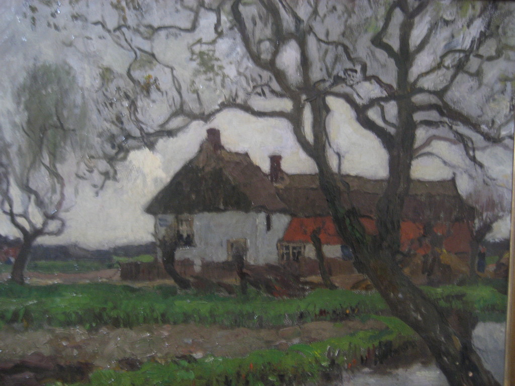 Charles Dankmeijer - boerderij in landschap - olieverf - gelijst verkocht voor € 250!