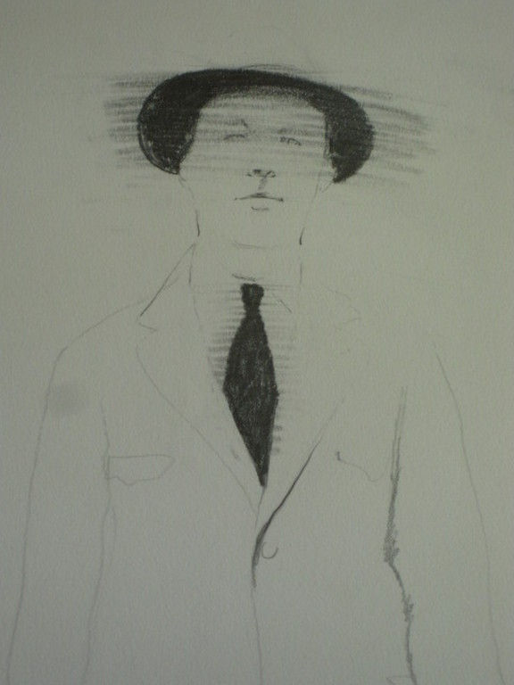 Jaap van de Pol 1938-2009 "man en pitbull"  potloodtekening 1971 gesigneerd  kopen? Bied vanaf 1!