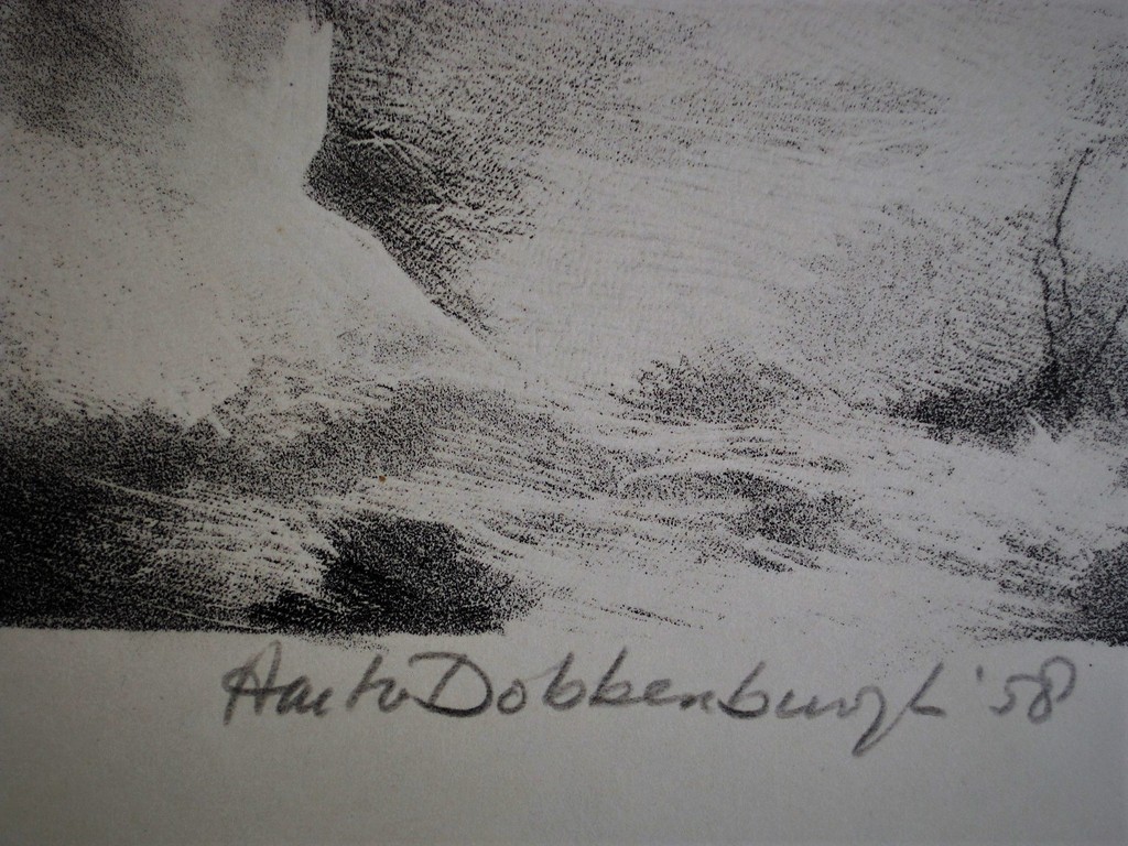 Gesigneerde Litho "eenzame sneeuwman" van vermaard graficus A v Dobbenburgh kopen? Bied vanaf 1!