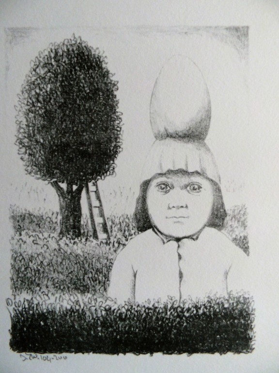 Dolf Zwerver steendruk zonder titel ( eihoofd?) verkocht voor € 65!