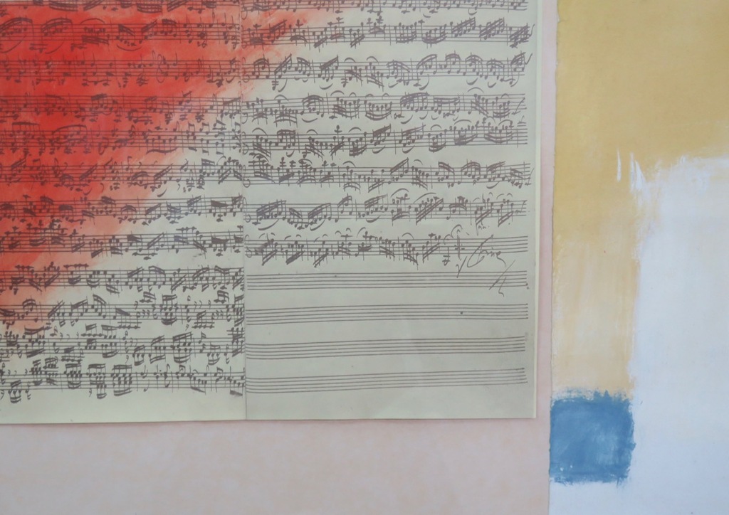 Eugene Brands: Gouache en collage (o.a. muziekpapier), Bach - Ingelijst (Groot) kopen? Bied vanaf 1000!