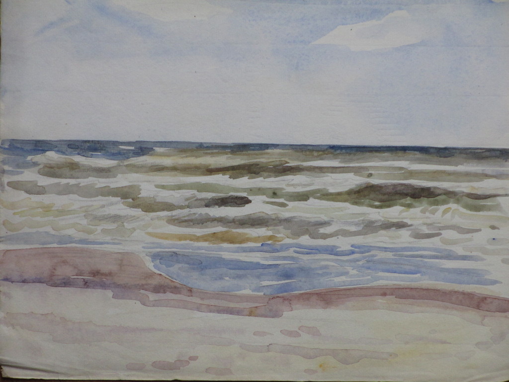 Han Krug, Zeegezicht, Aquarel kopen? Bied vanaf 1!