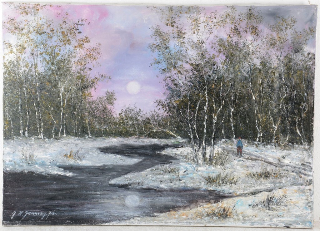 Hein Janning (1914-1980), olieverf op doek, Winterlandschap kopen? Bied vanaf 1!