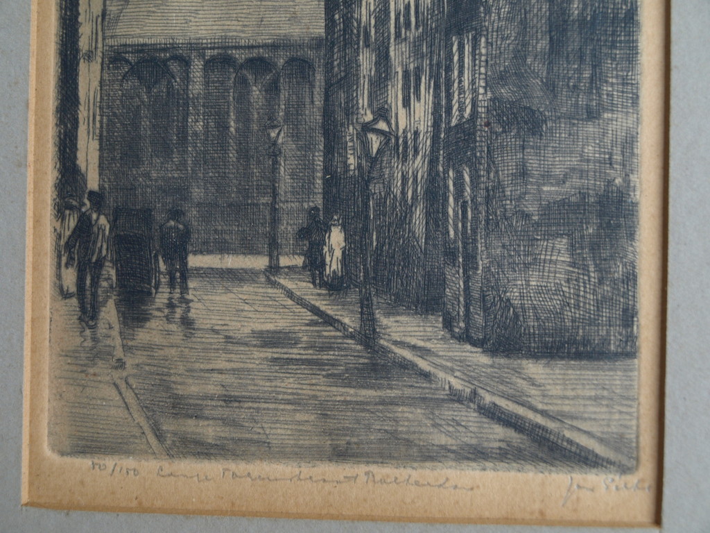 Jan Sirks : Ets , Lange Torenstraat Rotterdam – gesigneerd – 1903 kopen? Bied vanaf 1!