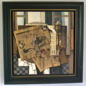 Aram Koupetzian - Aram Kupetzian (Rusland) -Kubistisch stilleven -collage met olieverf verkauft für € 299!
