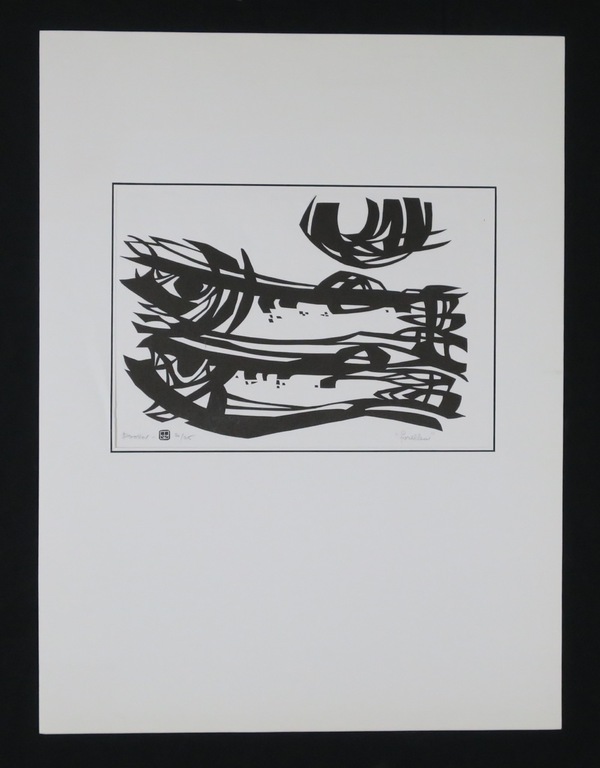 Lot met 2 linosnedes van Jan van Doorn: In de polder en Forellen kopen? Bied vanaf 20!