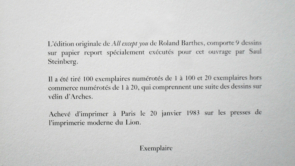 Saul Steinberg - All except you - litho uit 1983 - monogram in druk kopen? Bied vanaf 1!