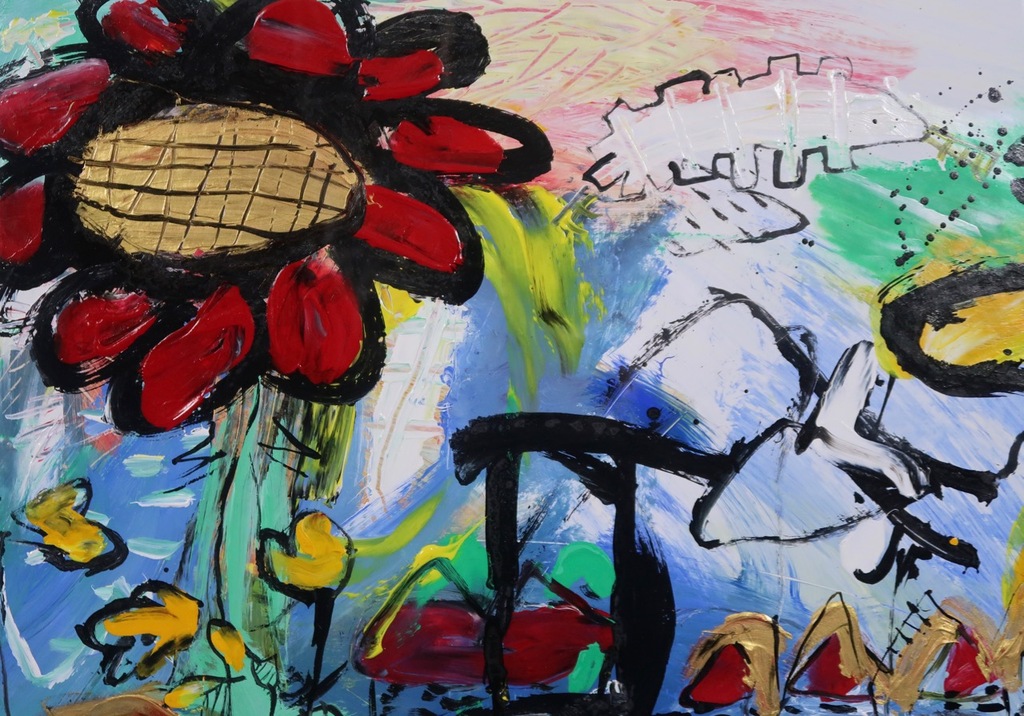 Miriam Slaats: Acryl op papier, Sea flowers - Ingelijst kopen? Bied vanaf 150!