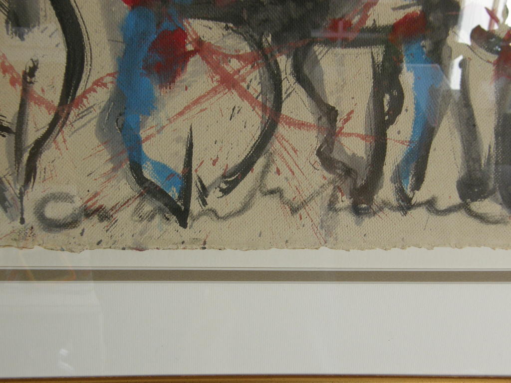 Anton Heyboer: ingelijste gemengde techniek, Vier vrouwen kopen? Bied vanaf 1!