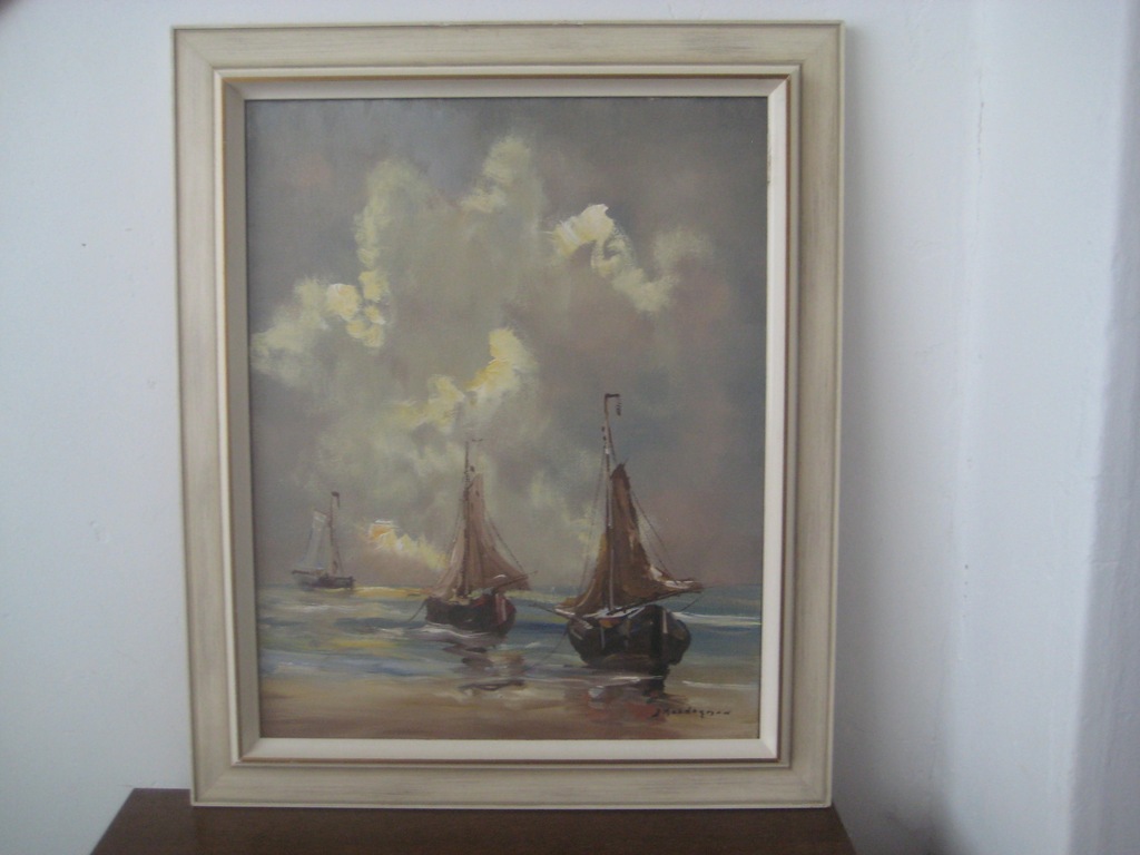 Jan Kelderman; Olieverf op doek; boot op strand  kopen? Bied vanaf 35!