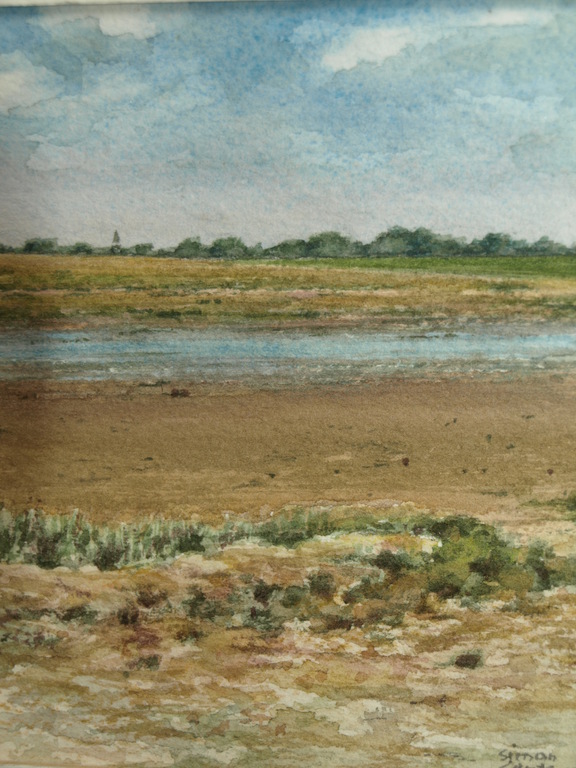 Simon Gerds – Aquarel – Schiermonnikoog -  Gesigneerd – Ingelijst - 1994 – 8 x 10 cm kopen? Bied vanaf 45!