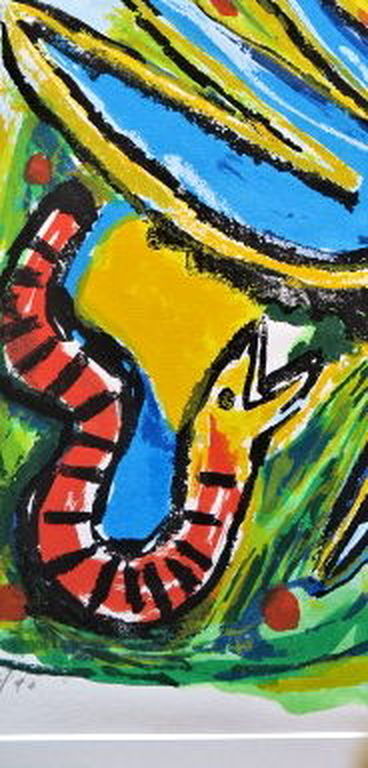 John Lie a Fo - Blue singing birds in the sun - zeefdruk (groot) handgesigneerd kopen? Bied vanaf 1!