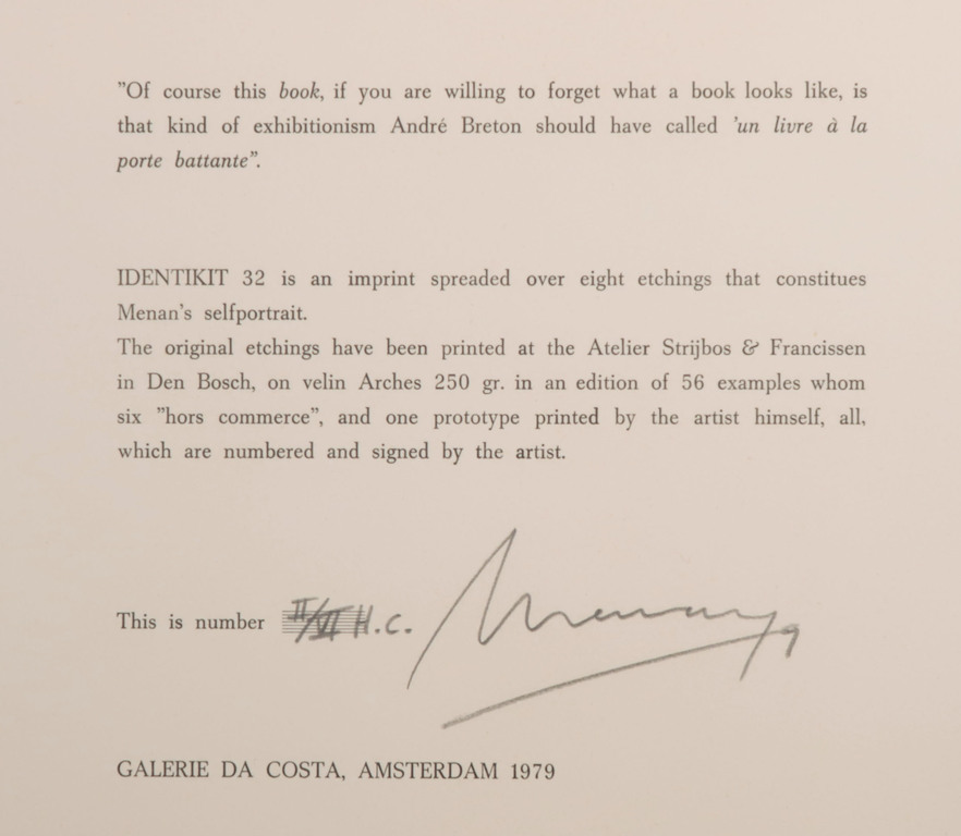 Manuel Menan: 8x Ets in bijbehorende map, Identikit 32 kopen? Bied vanaf 80!